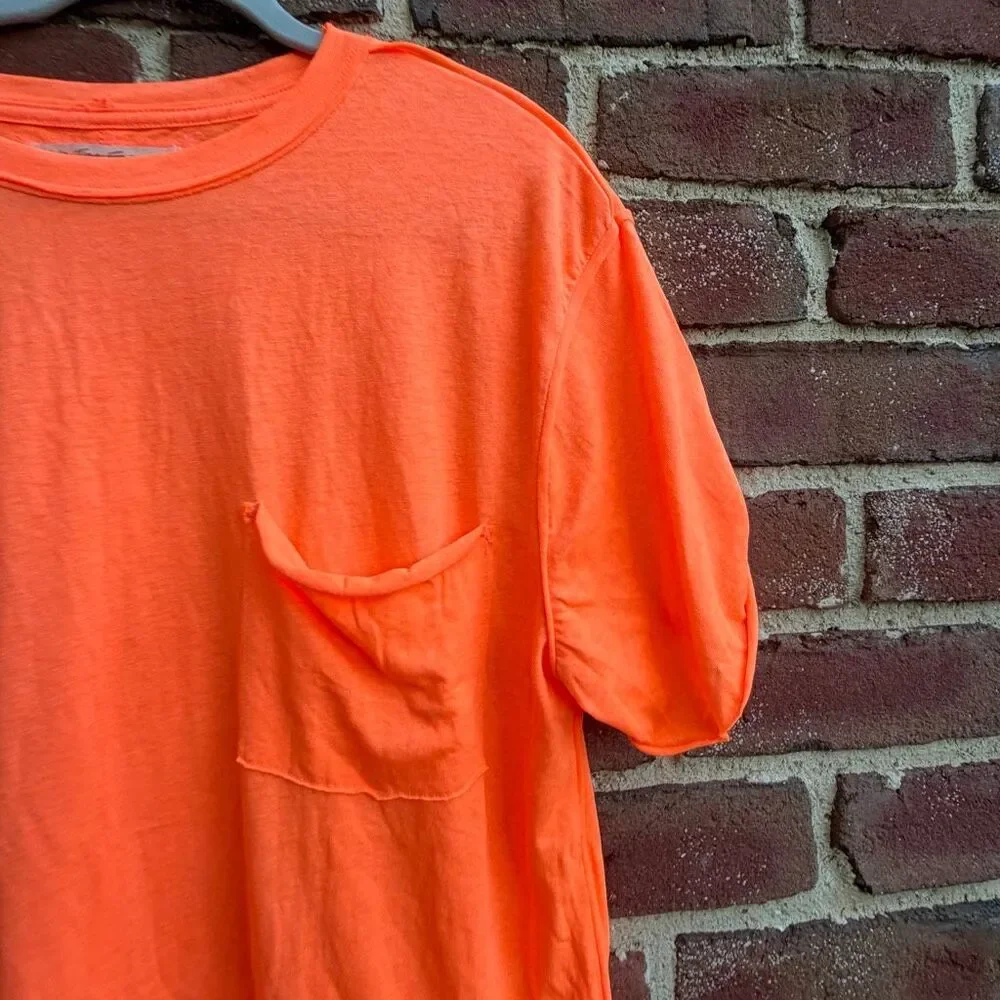 Free People X We The Free Vella Pocket Burnout Oversized Tee orange S NWOT